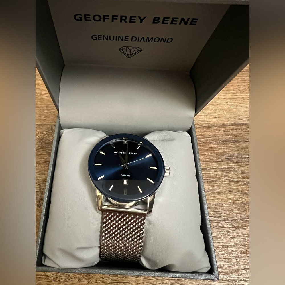 Geoffrey Beene Men's Silver and Blue Watch